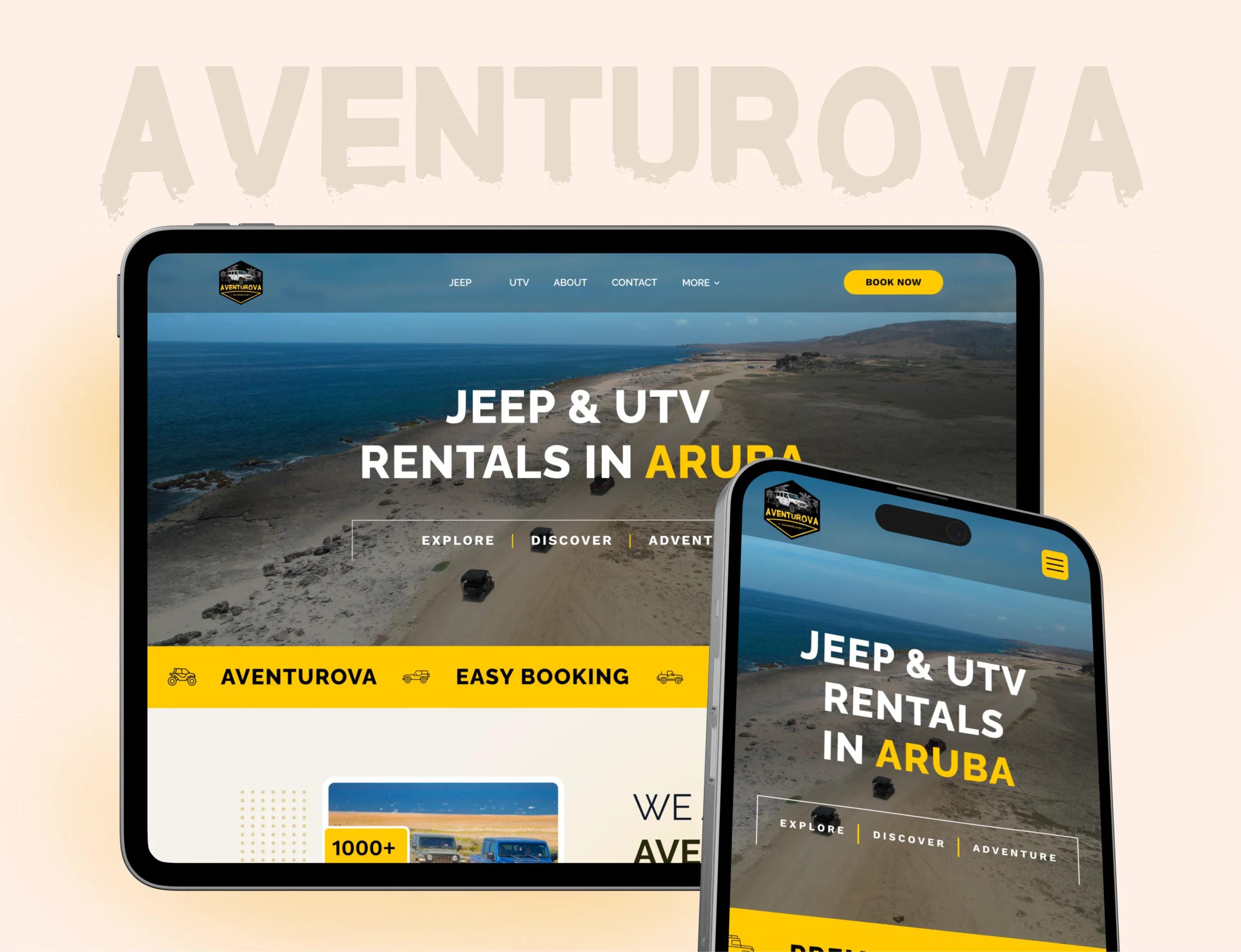 Aventurova Jeep & UTV Rental Website — interface design by NeoDimensional