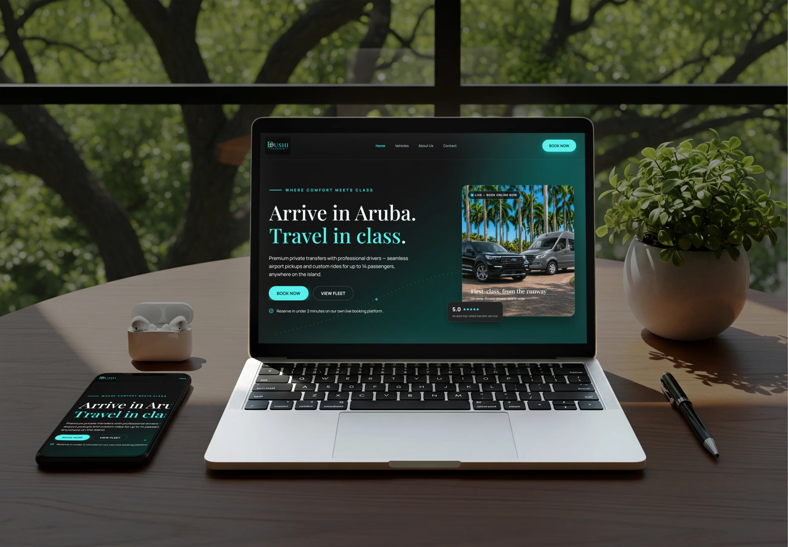 Dushi Transfers chauffeur website for Aruba