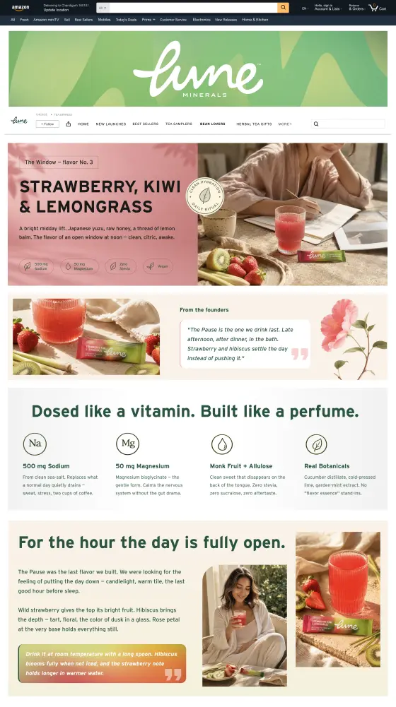 Lune Minerals Amazon Brand Store: the The Pause page, full length