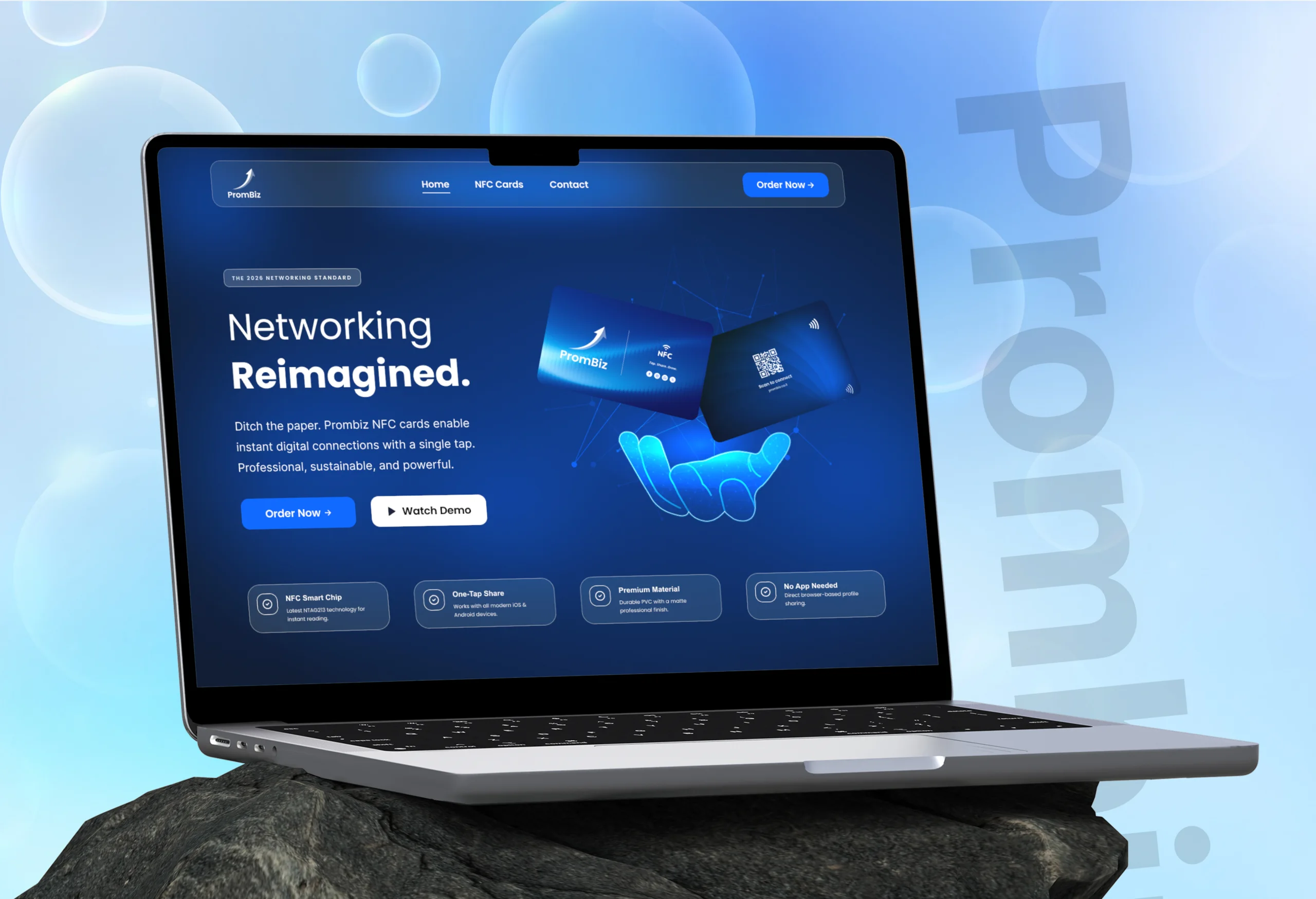 PromBiz NFC Business Card Website — interface design by NeoDimensional